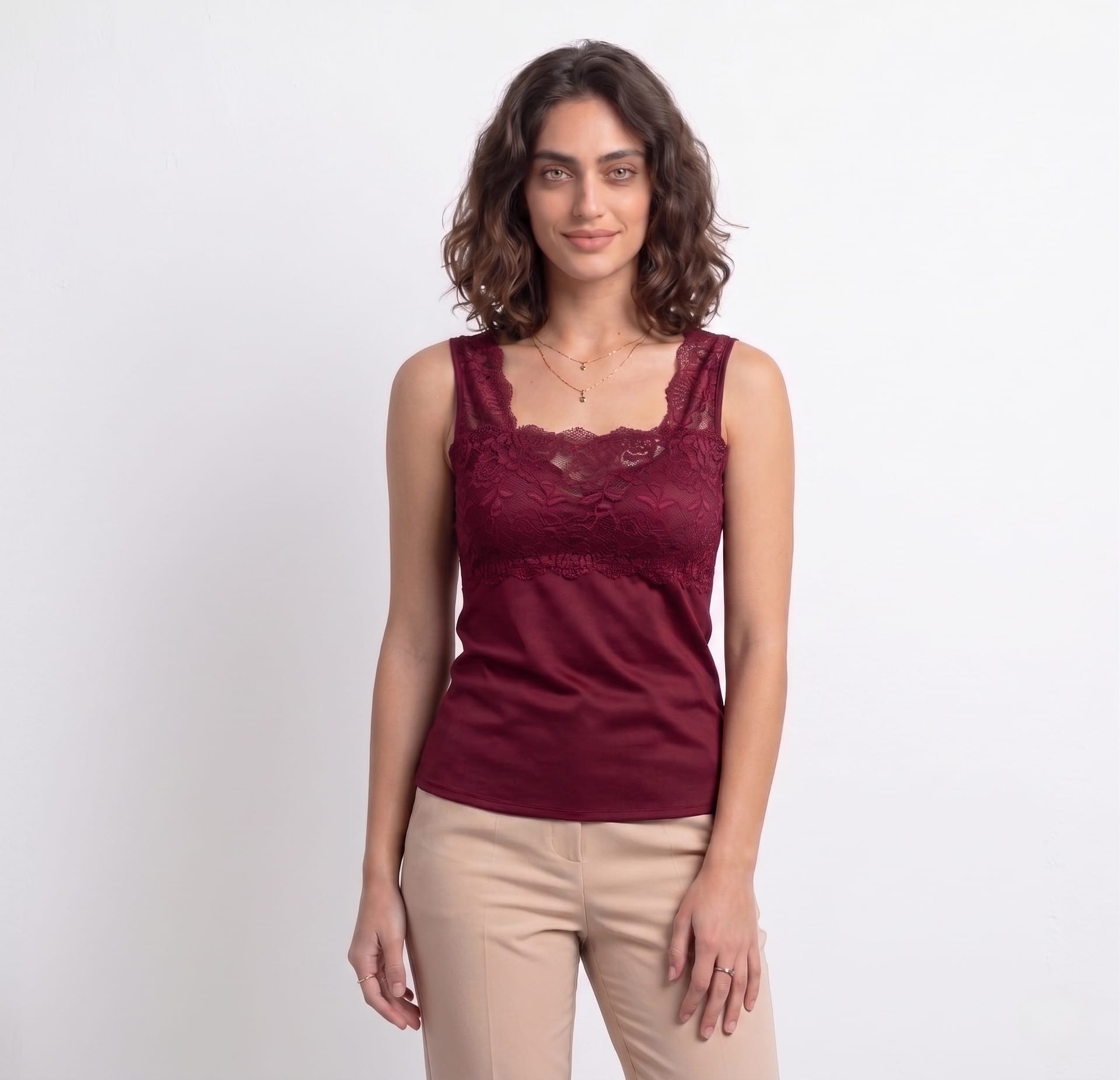 Art. 900 Wide shoulder tank top with lace insert - Image 6