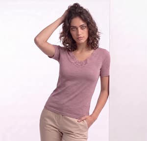 Art. 3550 Short sleeve shirt with macramé lace
