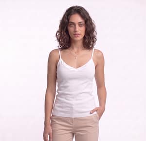 Art. 401 - Narrow strap tank top with V-neck satin