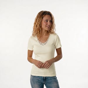 Art. 20 Maglia mezza manica con merletto macramè