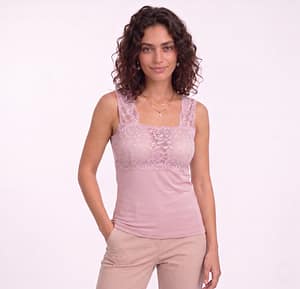 EFFECT L&S 3200 canotta spalla larga con inserto in pizzo